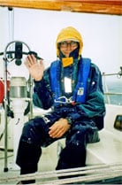 Geoffrey Baer in rain gear