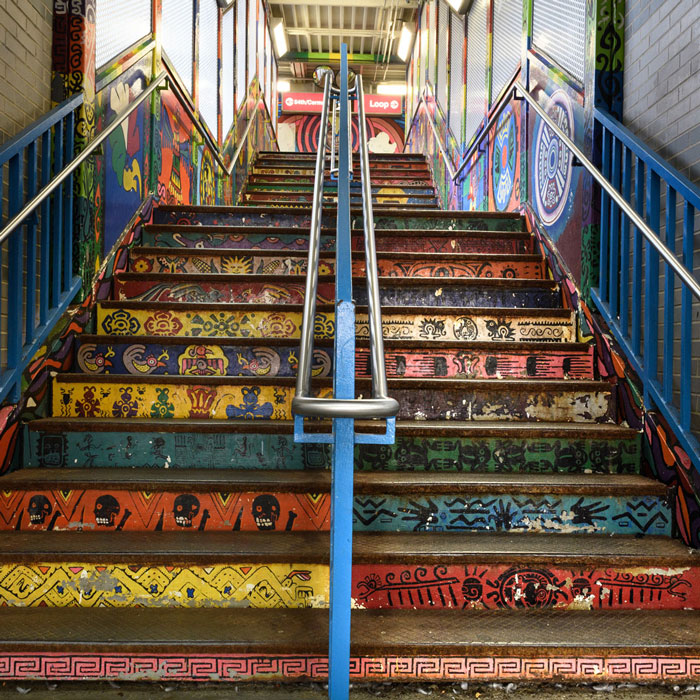 Untitled, Francisco Mendoza, Gallery 37 Students, and the Mexican Museum of National Art, 1998, 18th Pink Line Station. Photo: Ken Carl