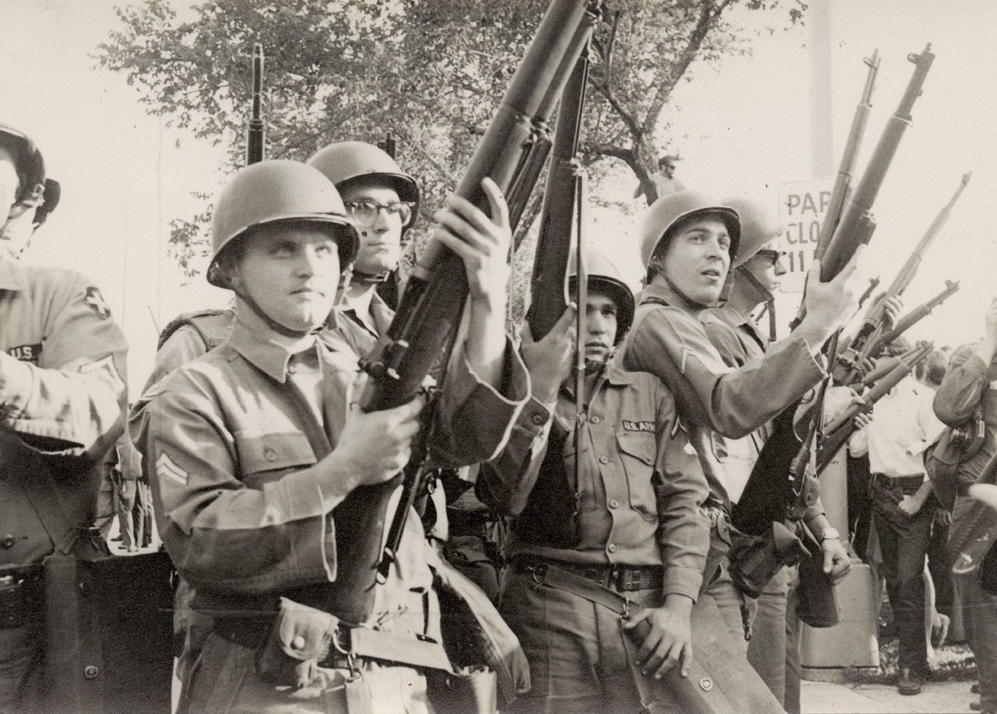 National Guard members during the Battle of Michigan and Balbo at the 1968 Chicago Democratic National Convention
