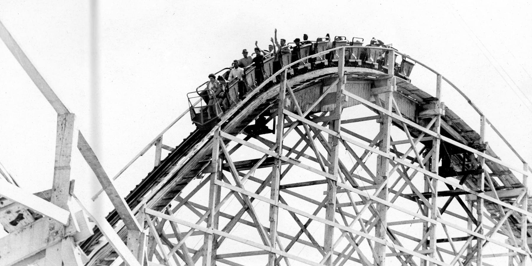 People riding The Bobs roller coaster