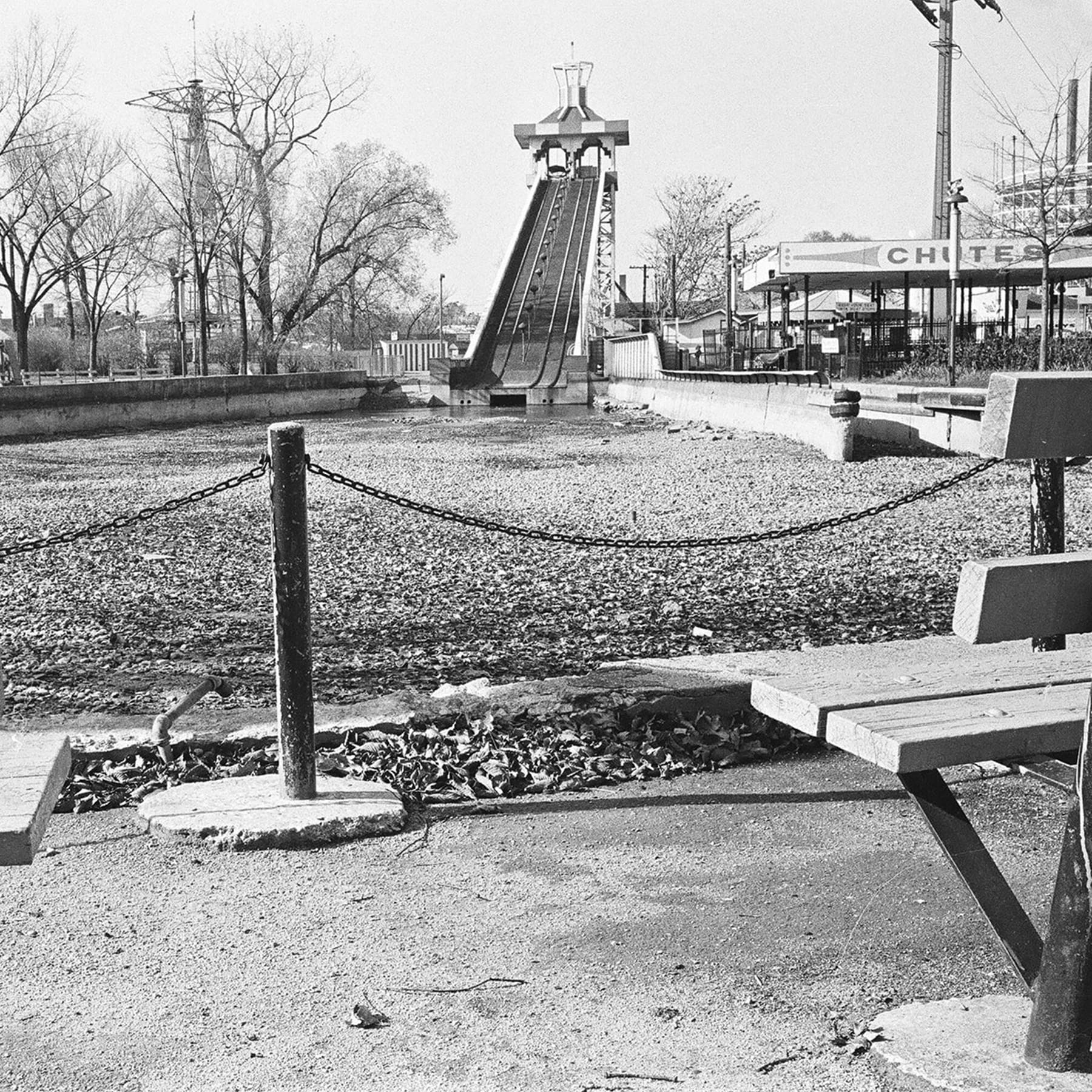 Shoot the Chutes ride in the fall, without water