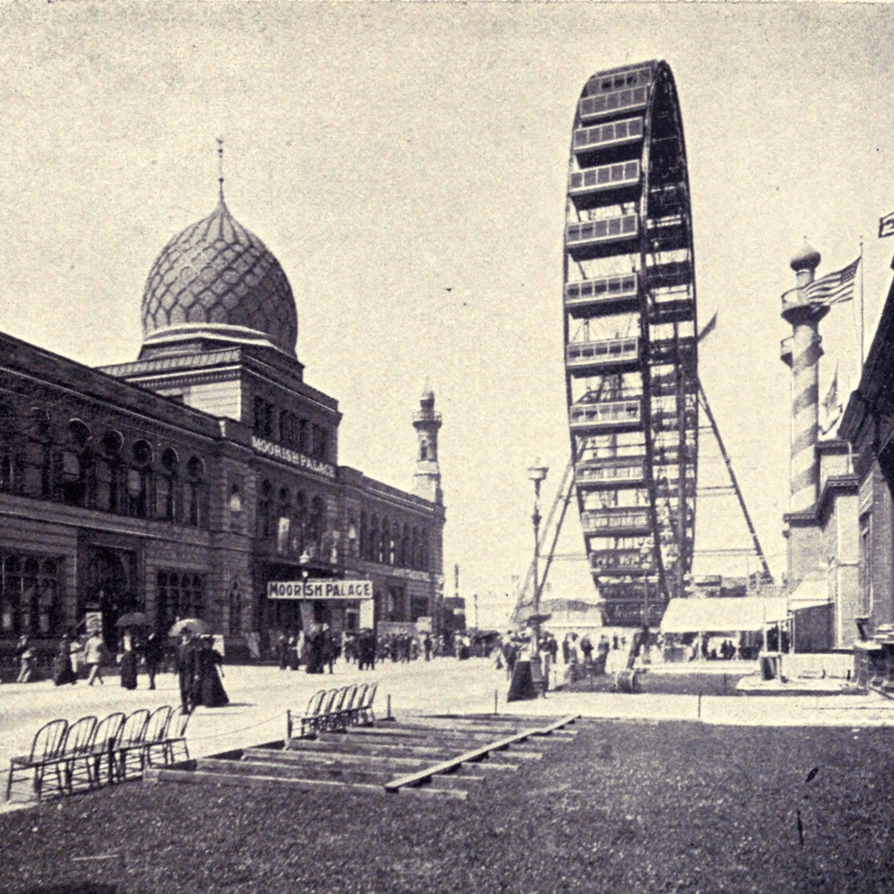 The Ferris wheel on the Midway Plaisance