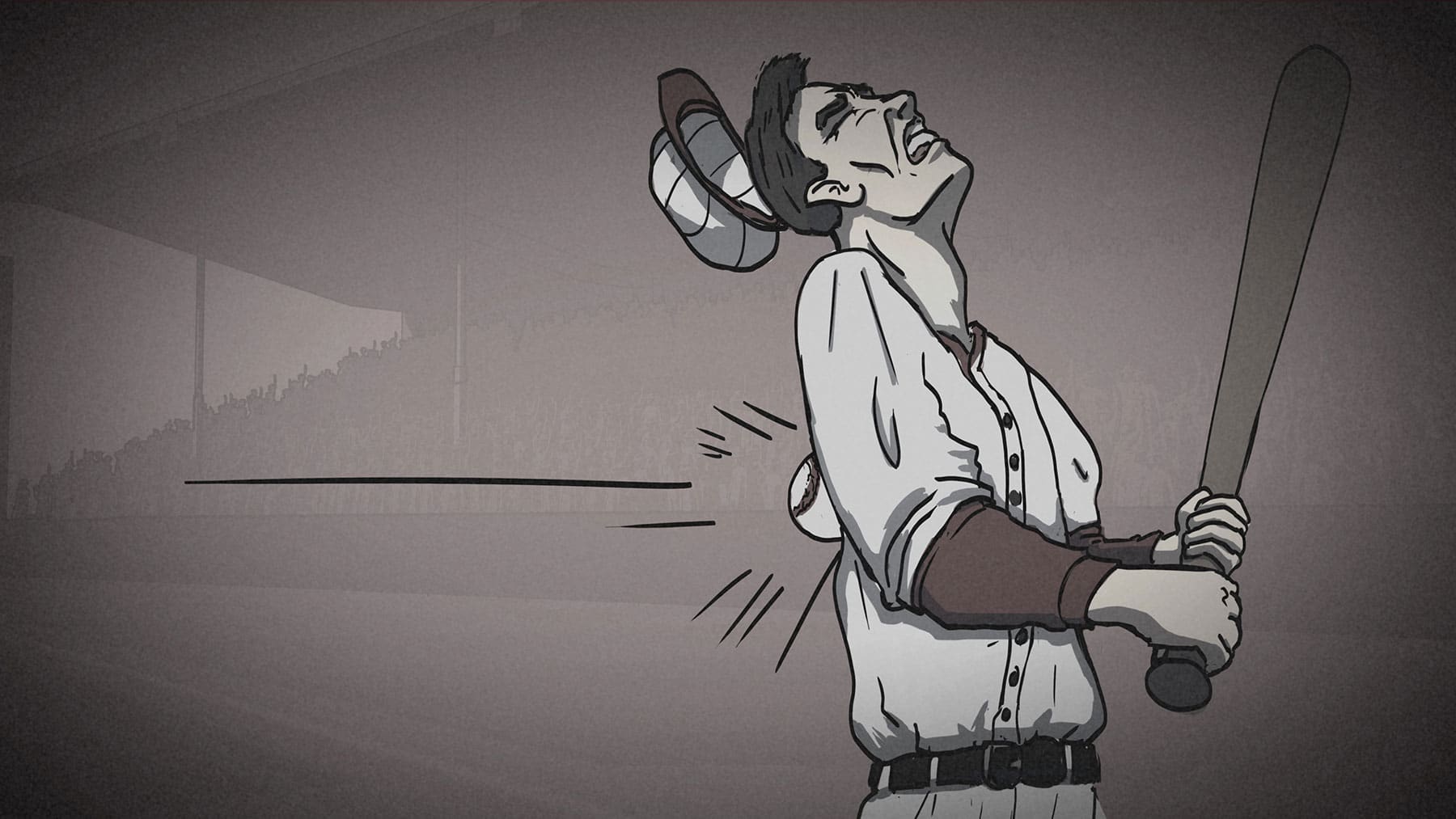 Illustration of Cincinnati Reds hitter Morrie Rath being hit in the back by a pitch