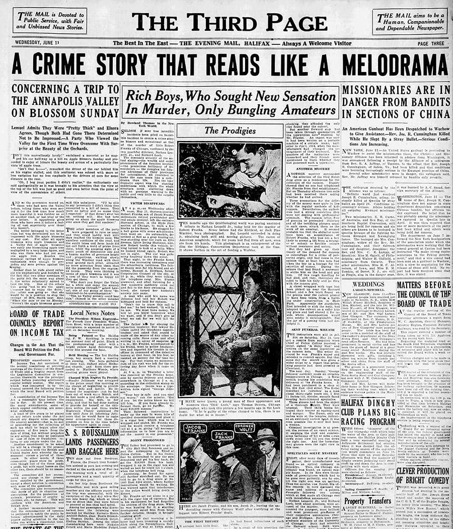 Front page of The Evening Mail from June 11, 1924