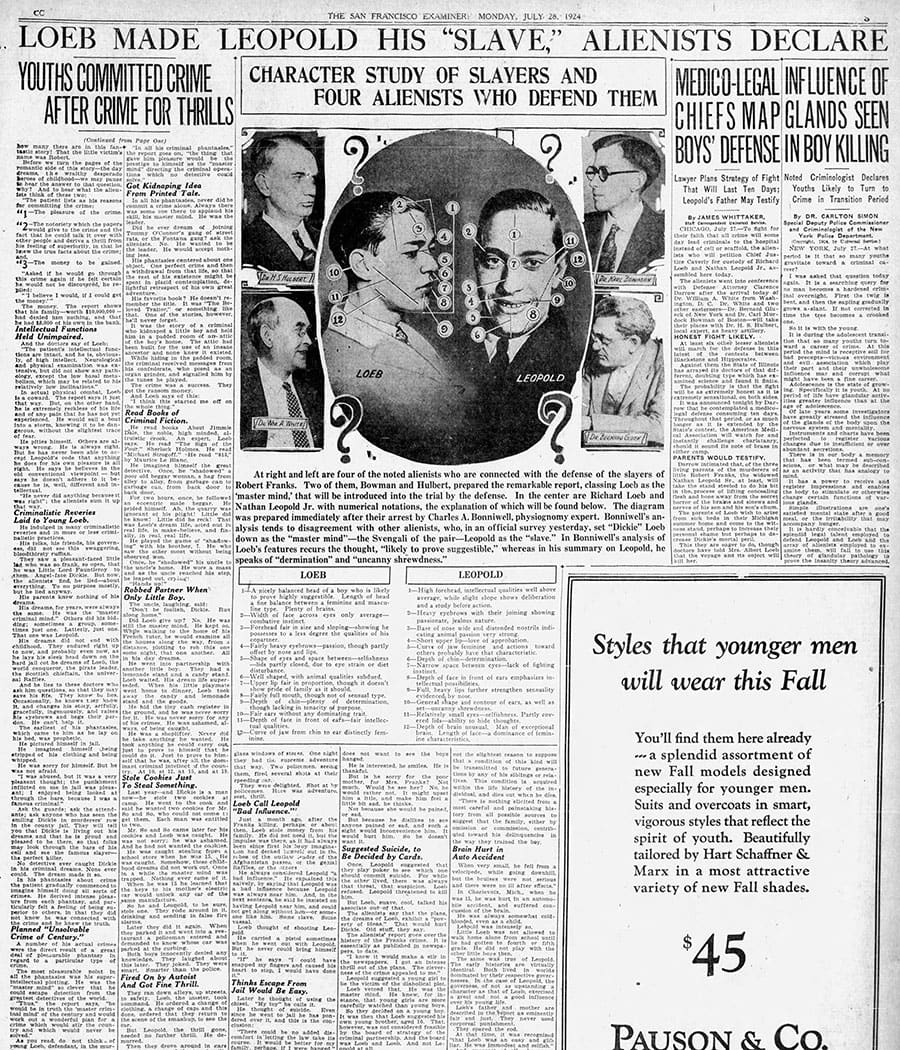 Page three of the San Francisco Examiner from July 28, 1924