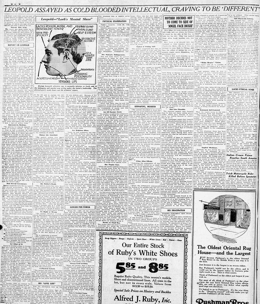 Interior page of the Chicago Tribune from July 28, 1924