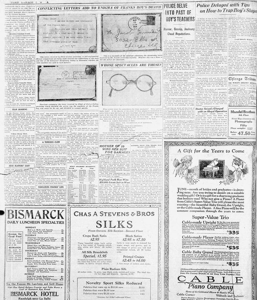 Page 2 of the Chicago Tribue from May 25, 1924
