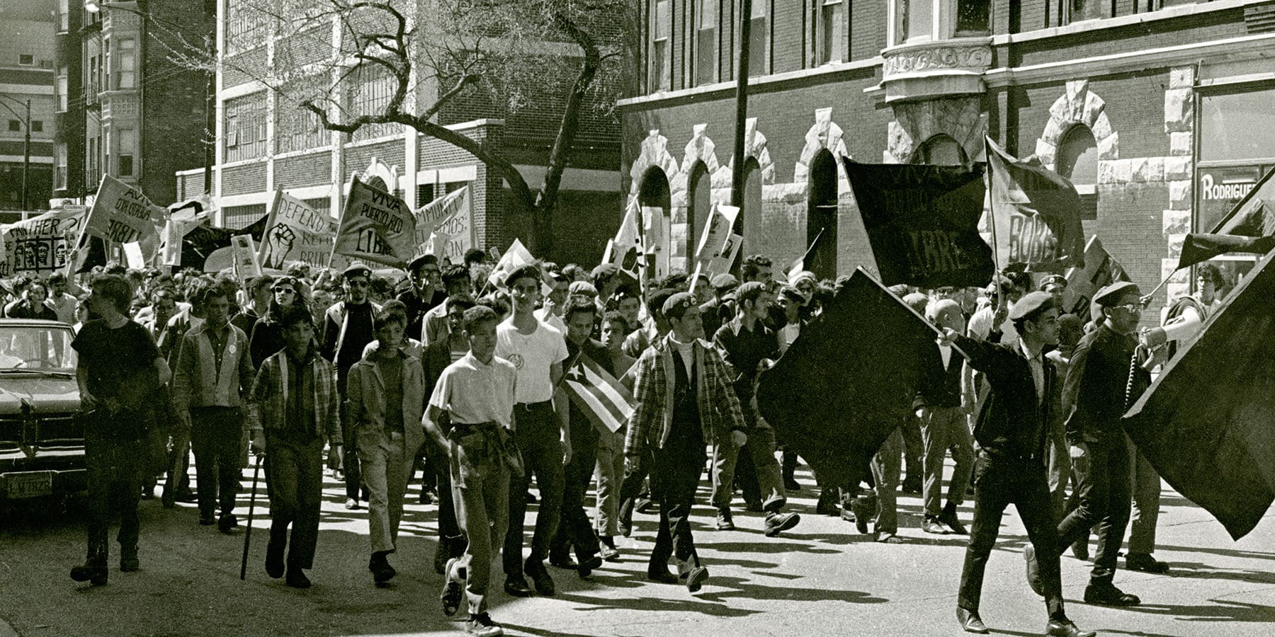 The Young Lords Organization leading a march