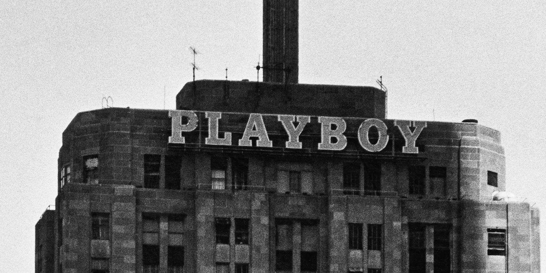 A view of the Palmolive Building featuring the Playboy sign, pictured in 1983