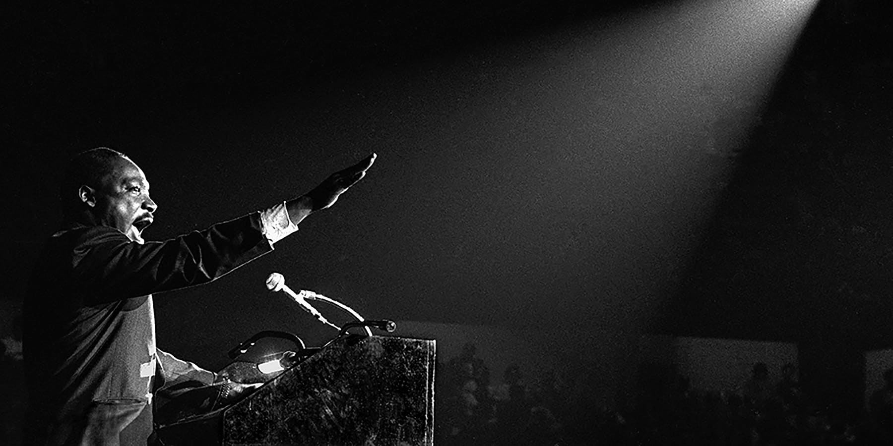 Bob Black’s photograph of Dr. Martin Luther King Jr. speaking in Chicago in 1966