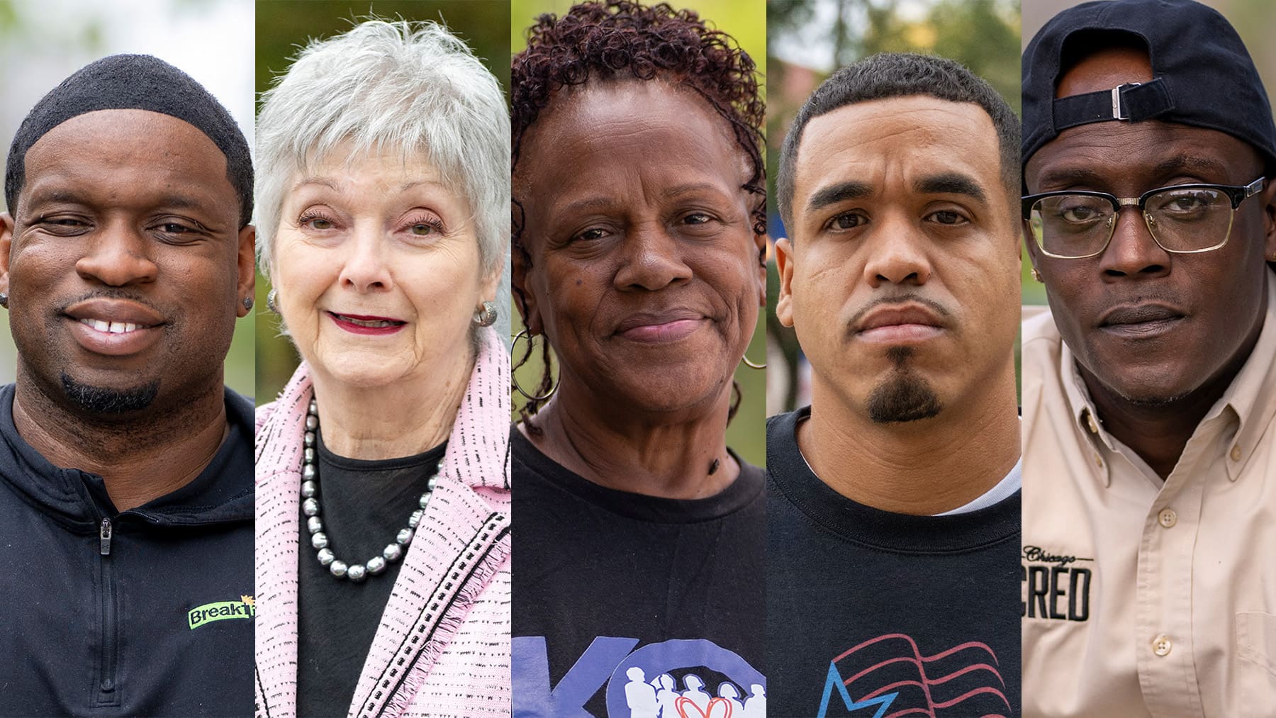 Portraits of the five FIRSTHAND: Peacekeepers participants