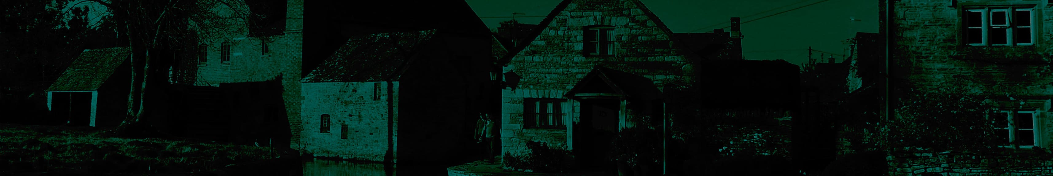 Stylized photograph of European looking stone buildings