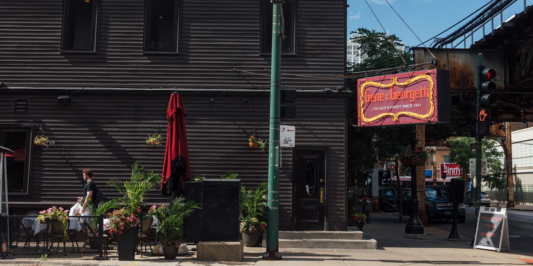 The exterior of the Gene & Georgetti restaurant pictured in 2024 