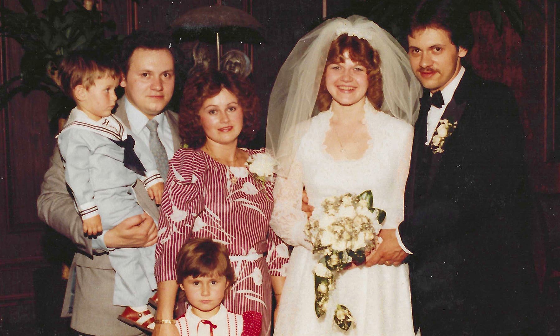 Wedding photo of Theresa and Stanley Janus with other family members.
