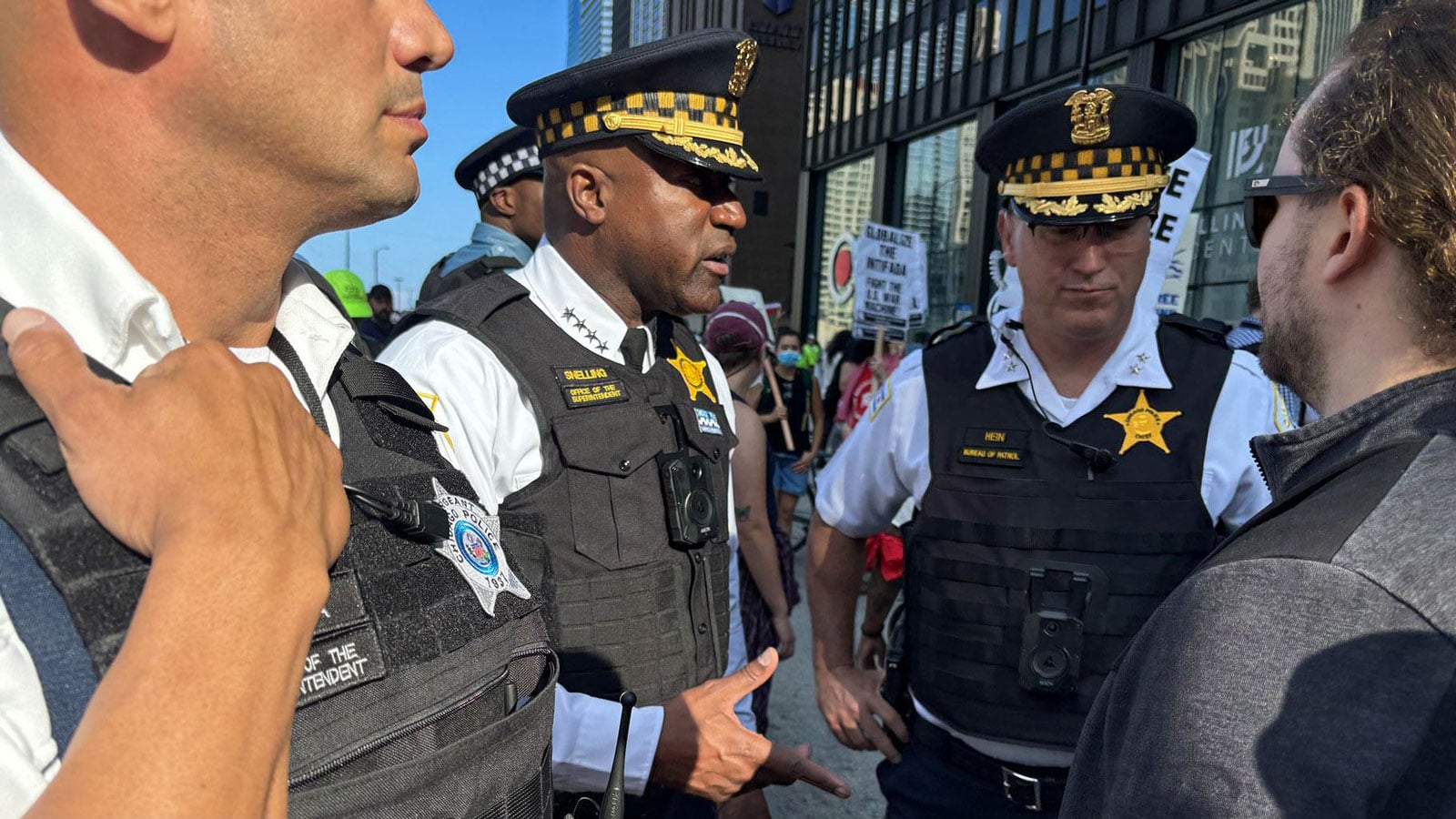 Chicago Police Supt. Larry Snelling discusses plans for a rally and march down Michigan Avenue
        on Sunday, Aug. 18, 2024