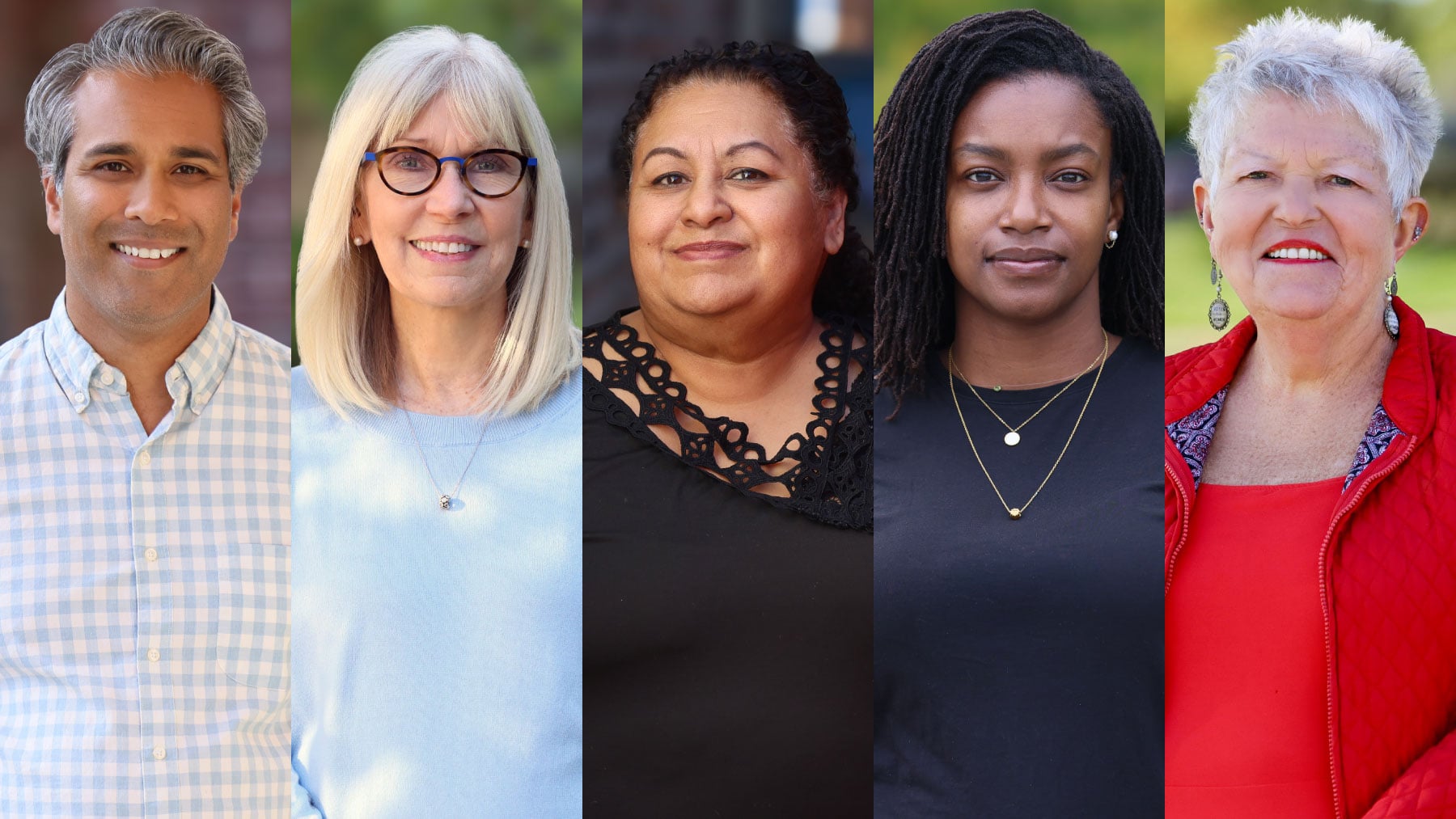 Portraits of the five FIRSTHAND: Democracy participants