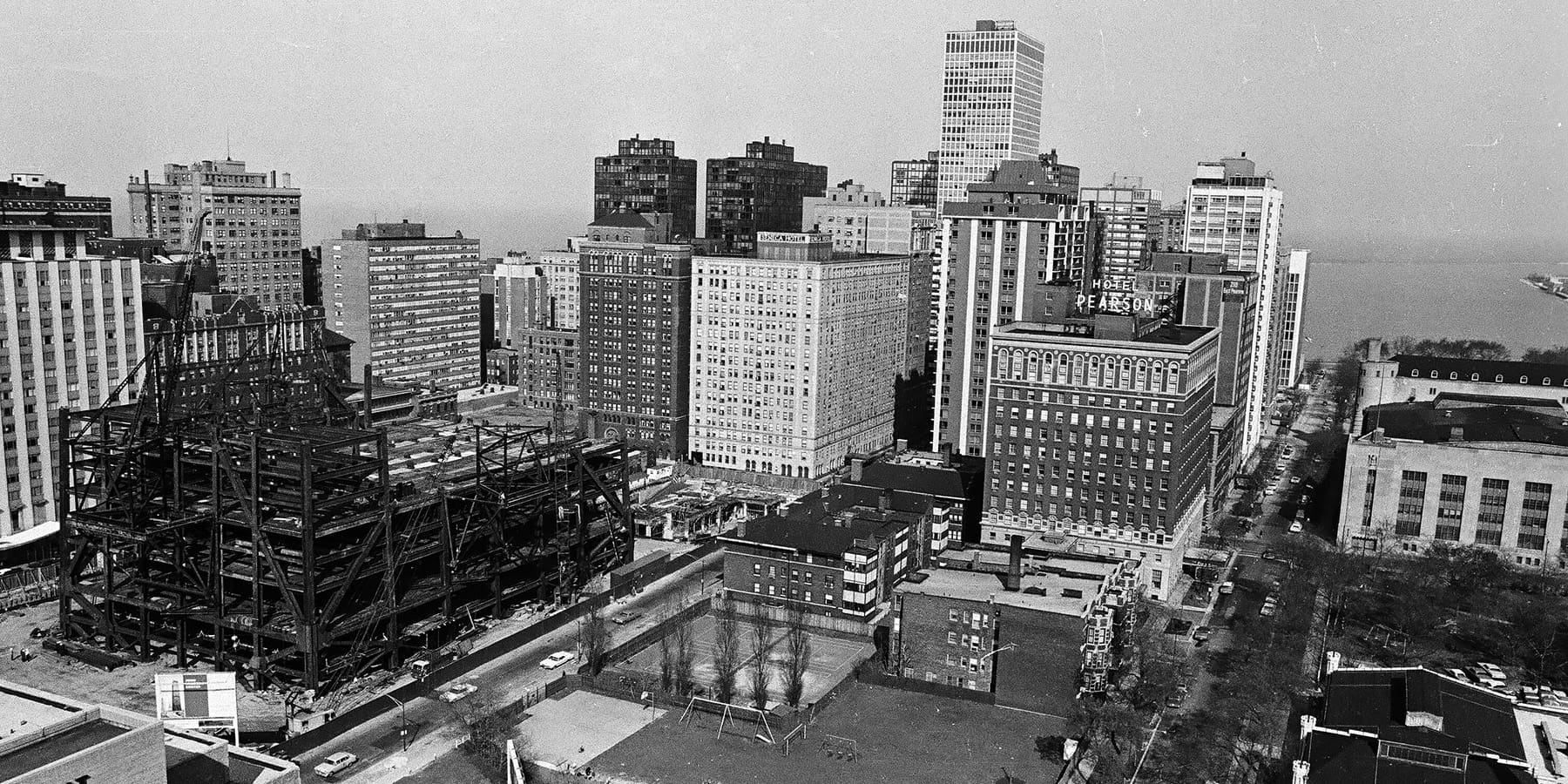 Construction on the future Hancock Center in 1967