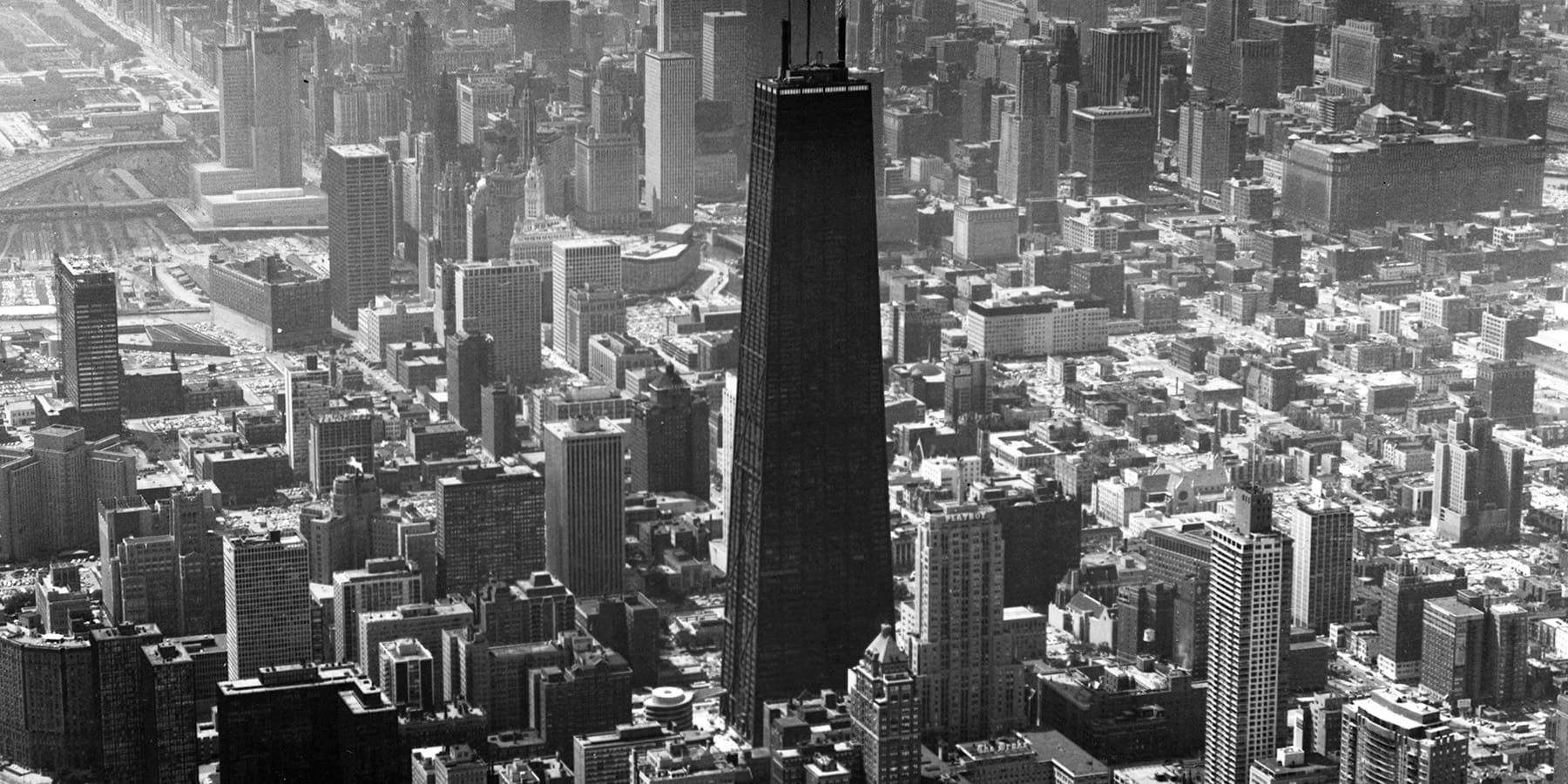 The John Hancock Center, now called 875 North Michigan Avenue, in 1970