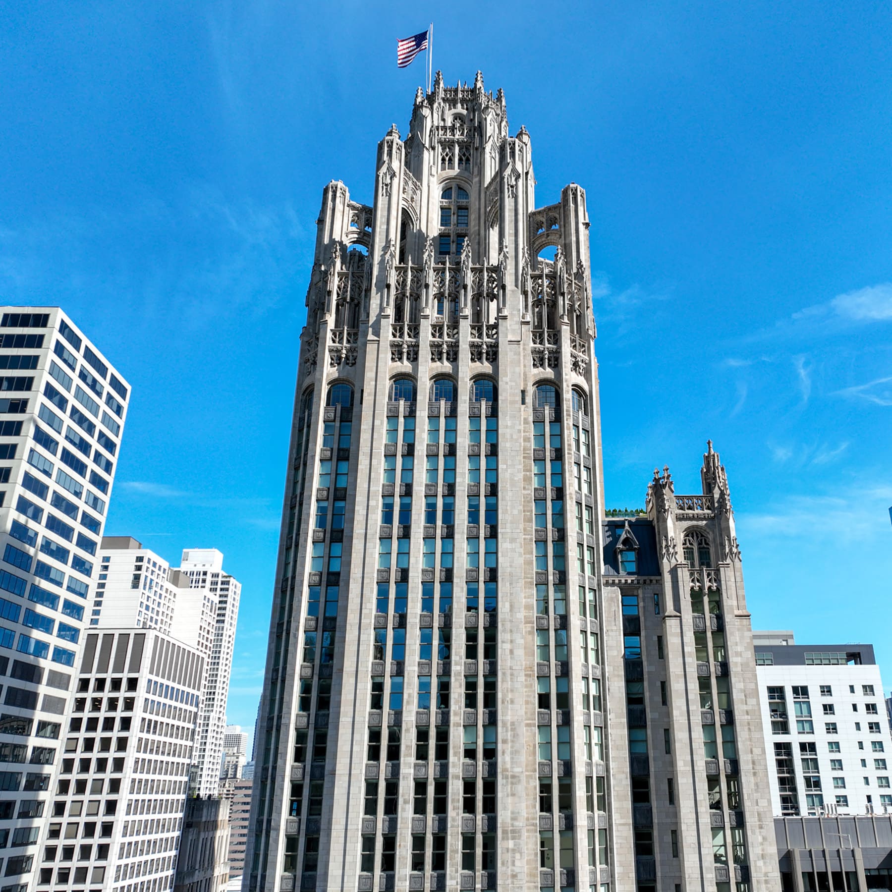 The design for Tribune Tower came from an architecture competition.