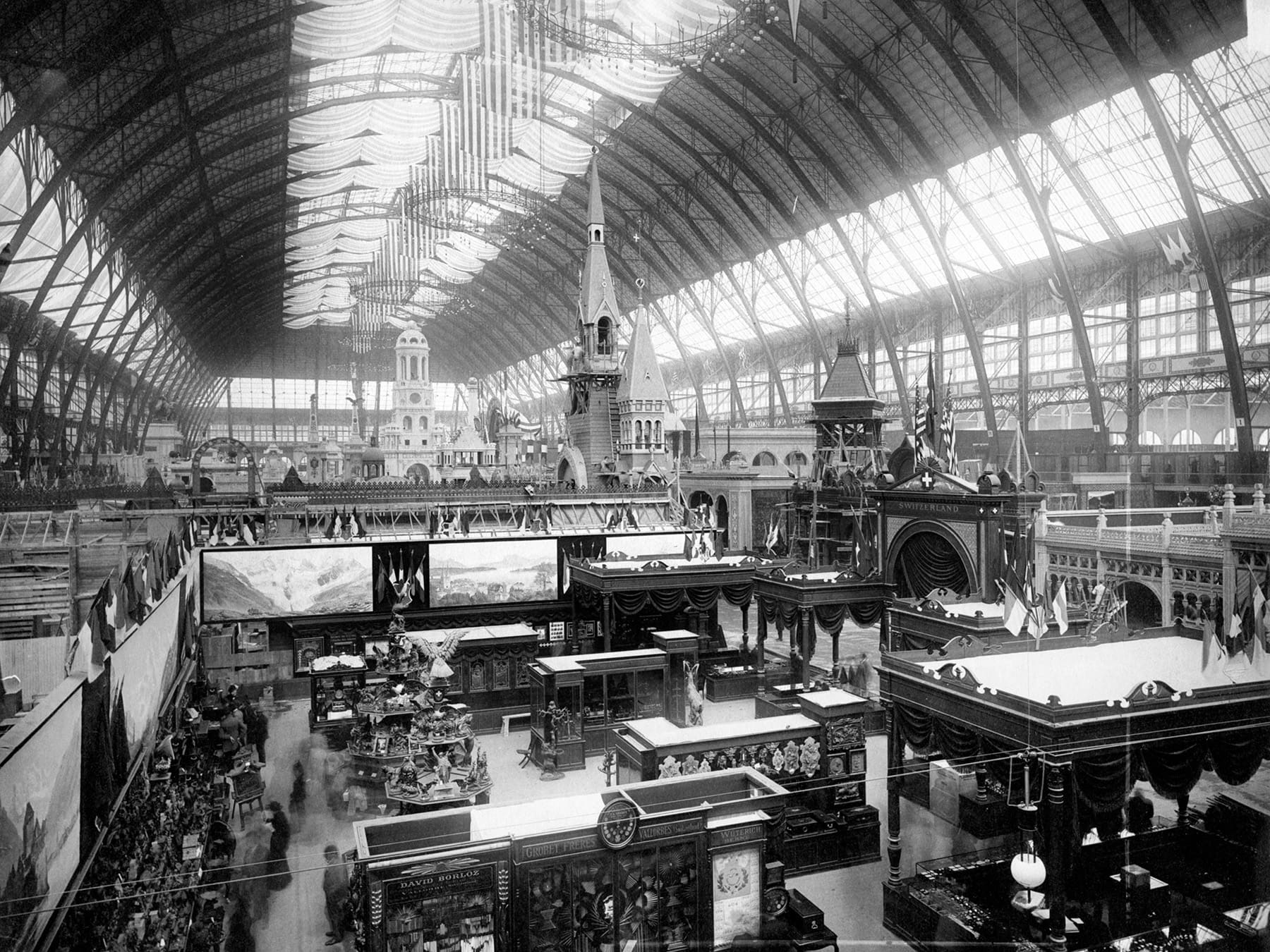 The interior of the Manufactures and Liberal Arts Building.