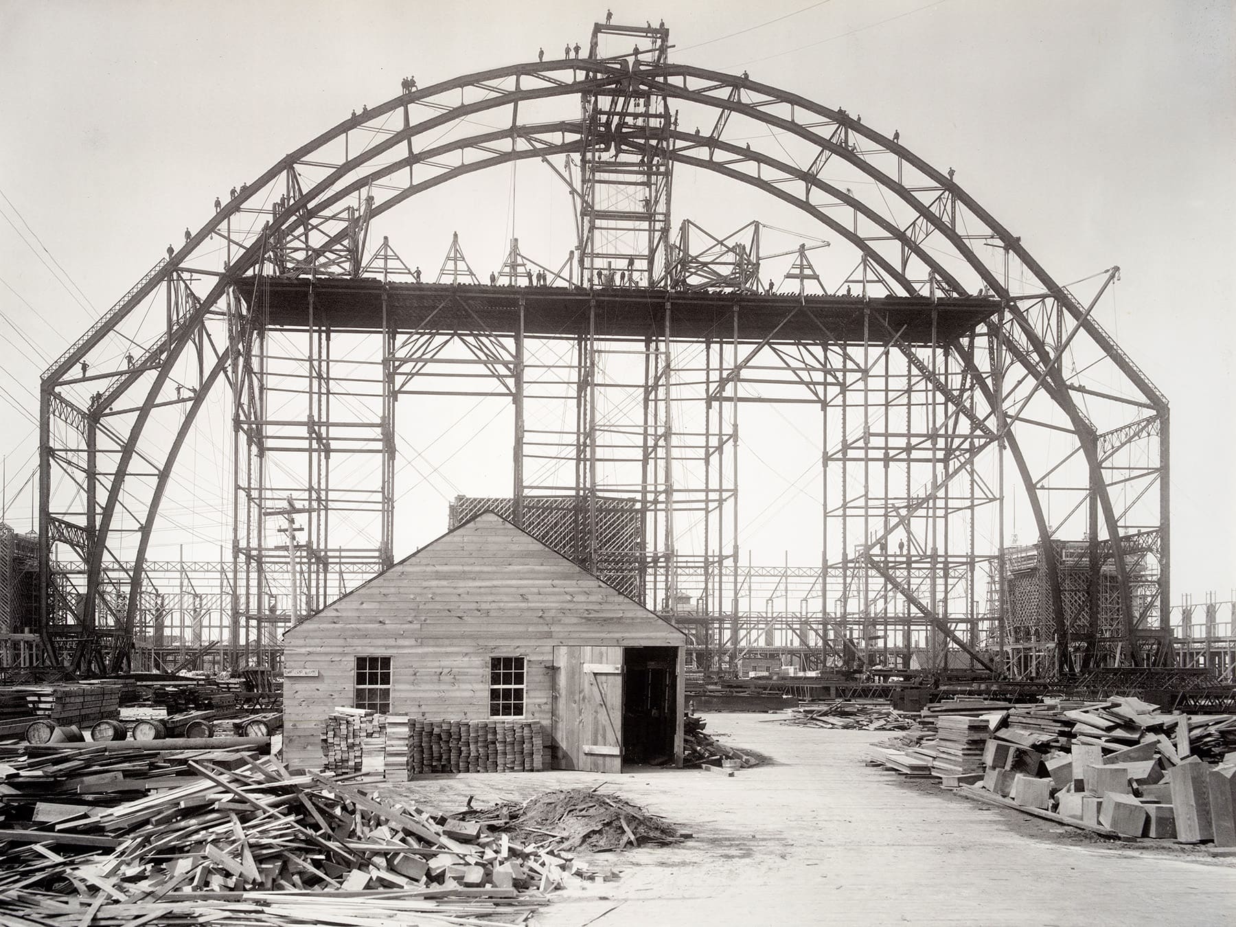 The Manufactures and Liberal Arts Building during construction in 1892