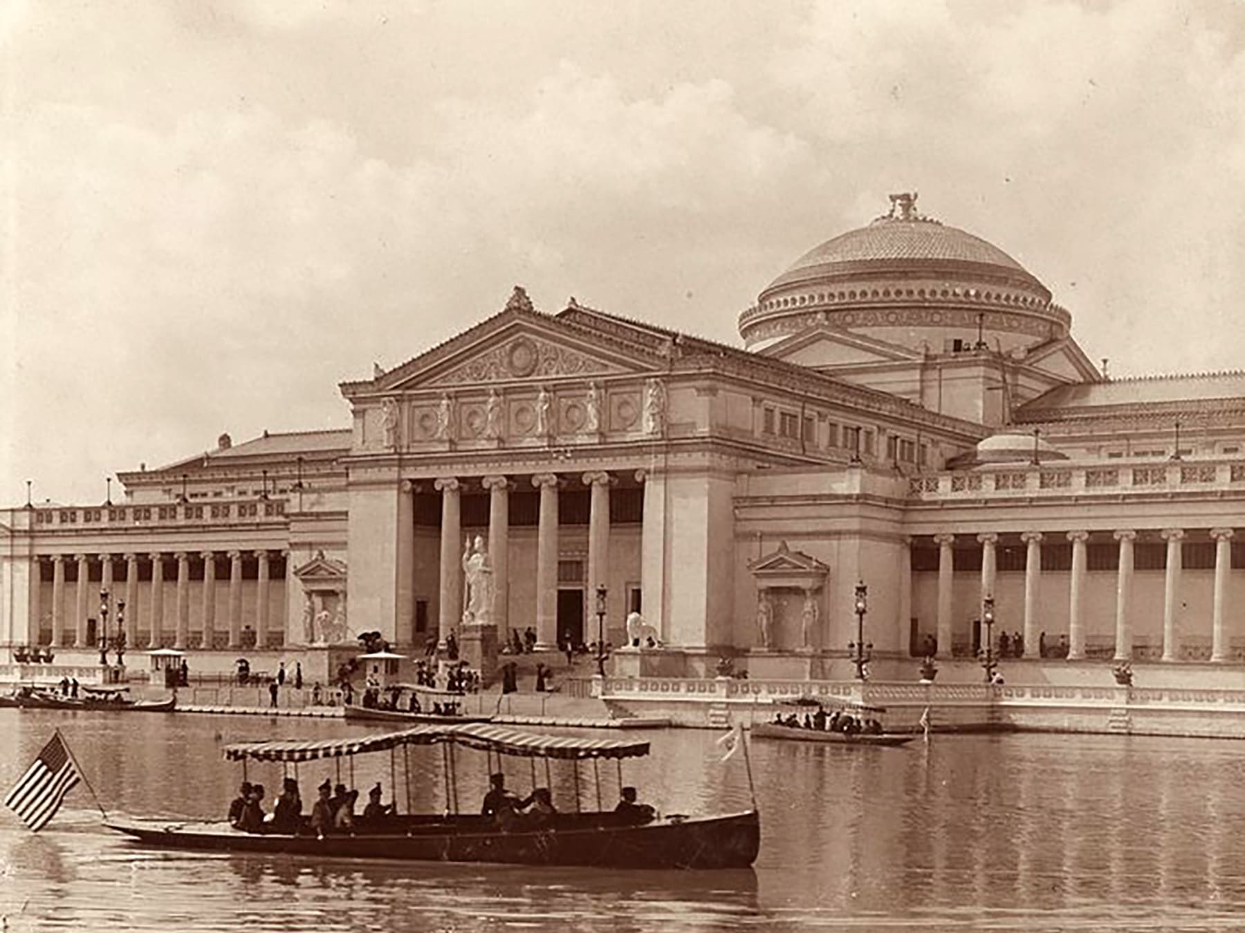 The Palace of Fine Arts building, which today houses the Griffin Museum of Science and Industry, was one of the few major structures at the fair built to last.