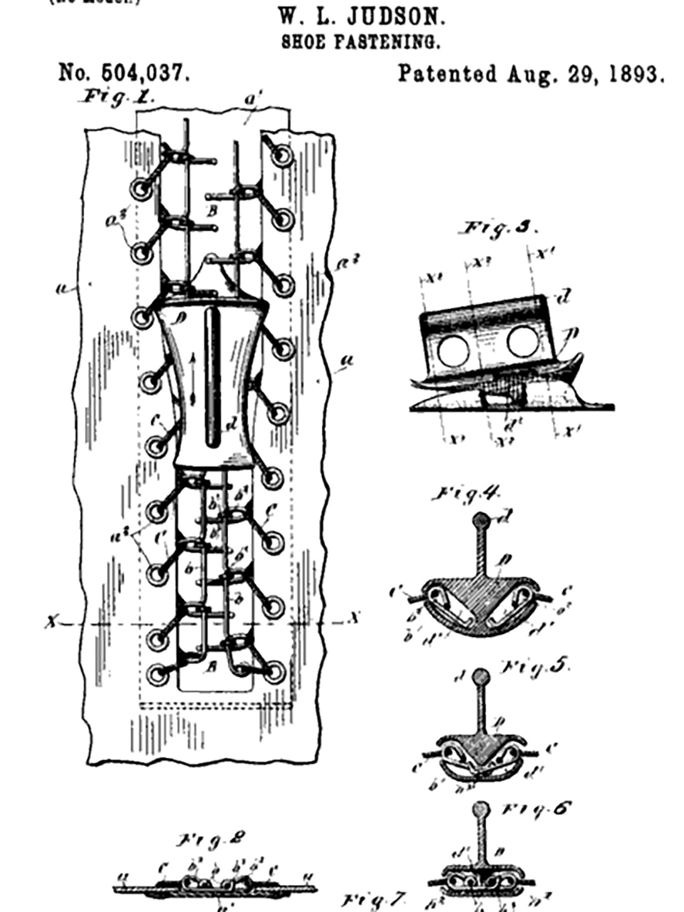 Whitcomb Judson’s patent for his “clasp locker,” a predecessor to the zipper
