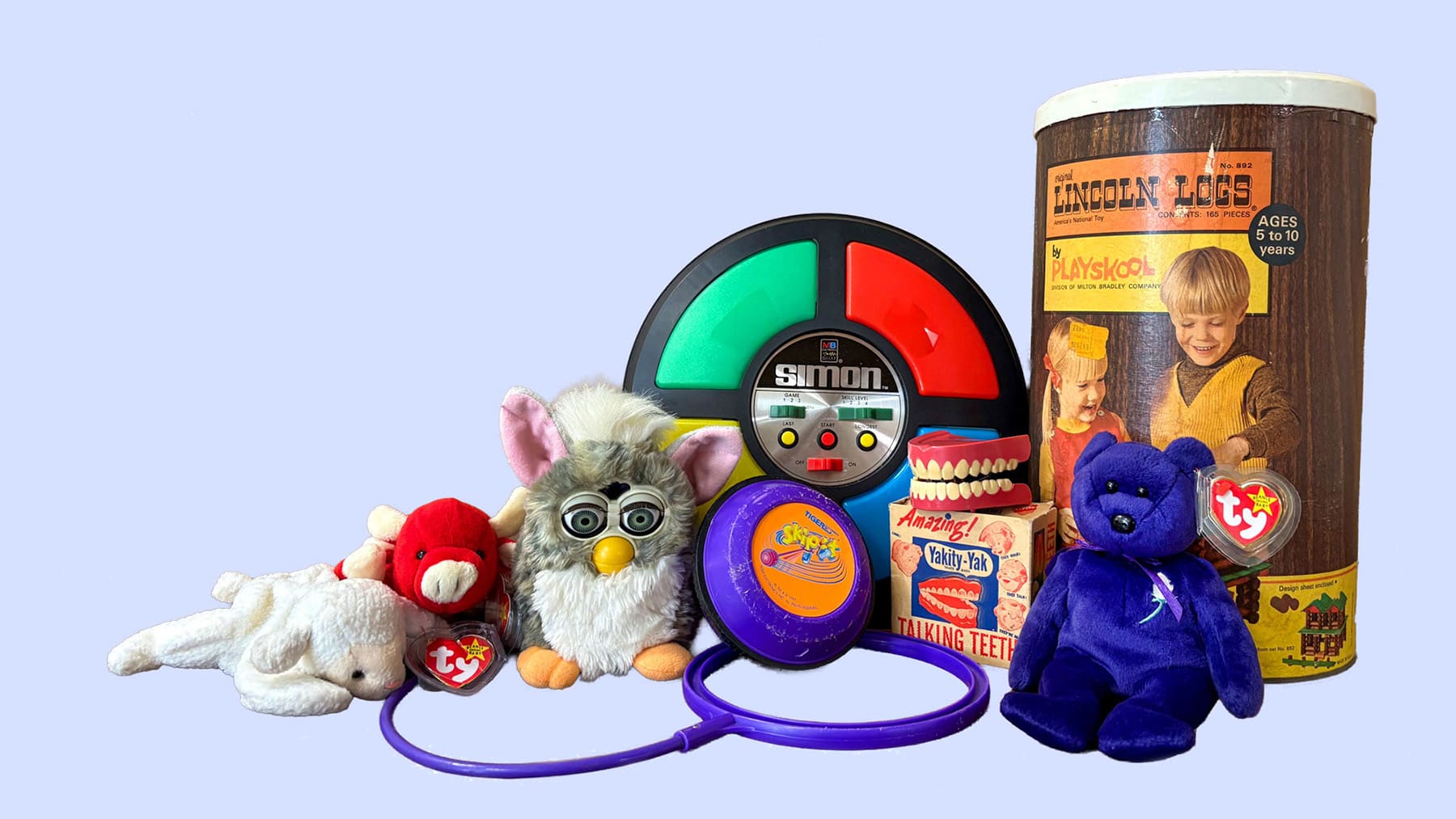 Toys featuring Yakity-Yak, Talking Teeth, Lincoln Logs,  Beanie Babies and Furbies