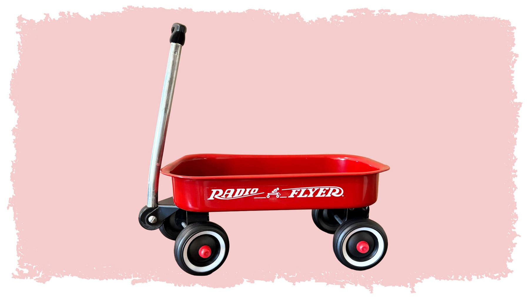 A miniature Radio Flyer wagon