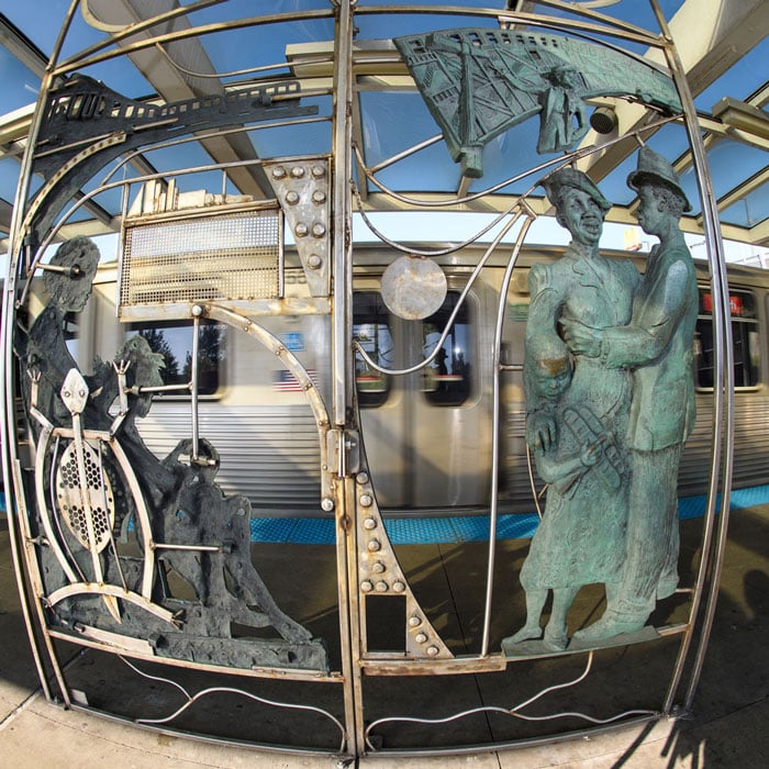 A Need to Remember, Preston Jackson, 2007, 69th Street Red Line Station. Photo: Ken Carl