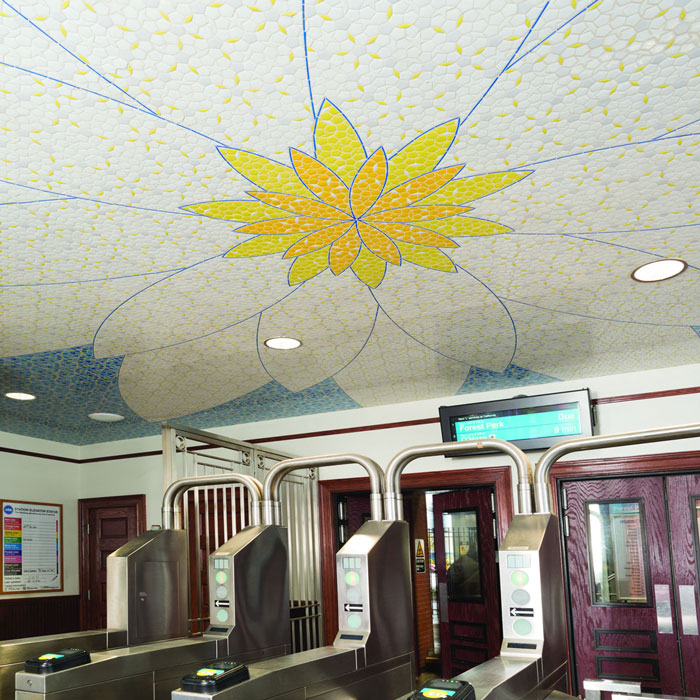 Harmony of the World, Patrick McGee, 2015, California Blue Line Station. Photo: Aron Gent / Courtesy of the Chicago Transit Authority