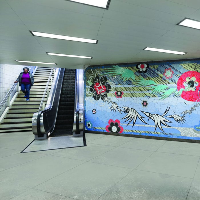 Amor, Christopher Tavares Silva, 2004, California Pink Line Station. Photo: Aron Gent / Courtesy of the Chicago Transit Authority