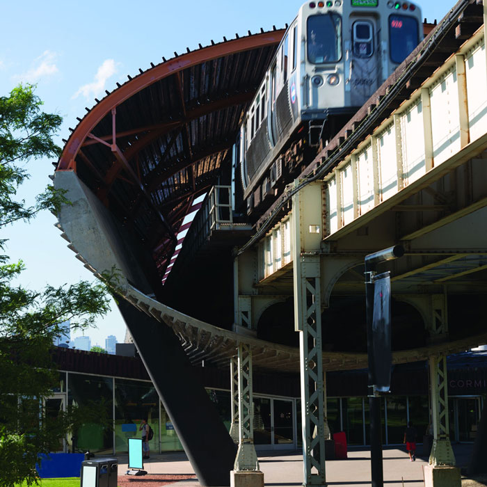 Exelon Tube, Rem Koolhaas, Green Line near the campus of the Illinois Institute of Technology. Photo: Aron Gent / Courtesy of the Chicago Transit Authority