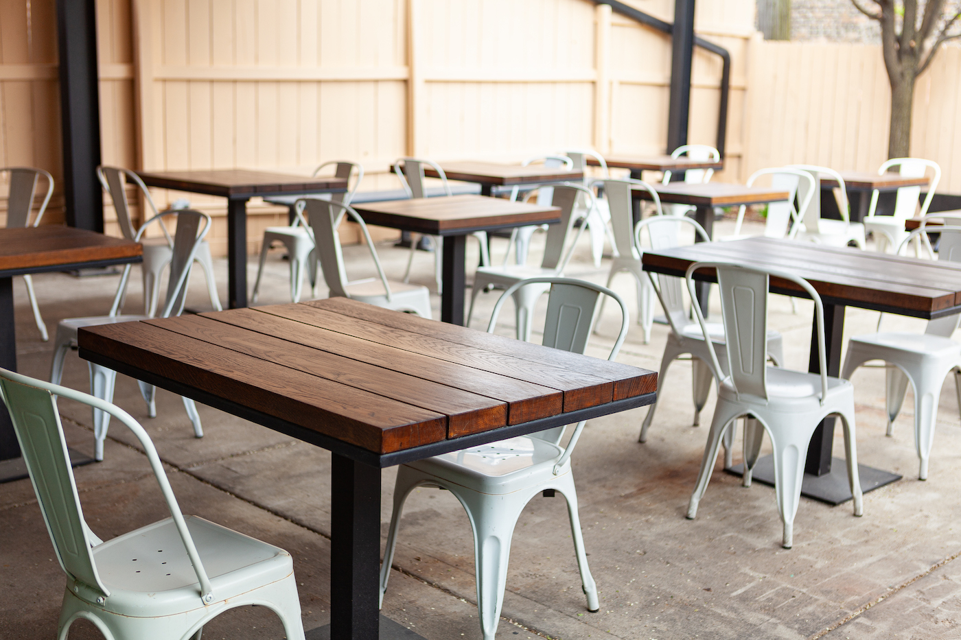 Tables on a patio