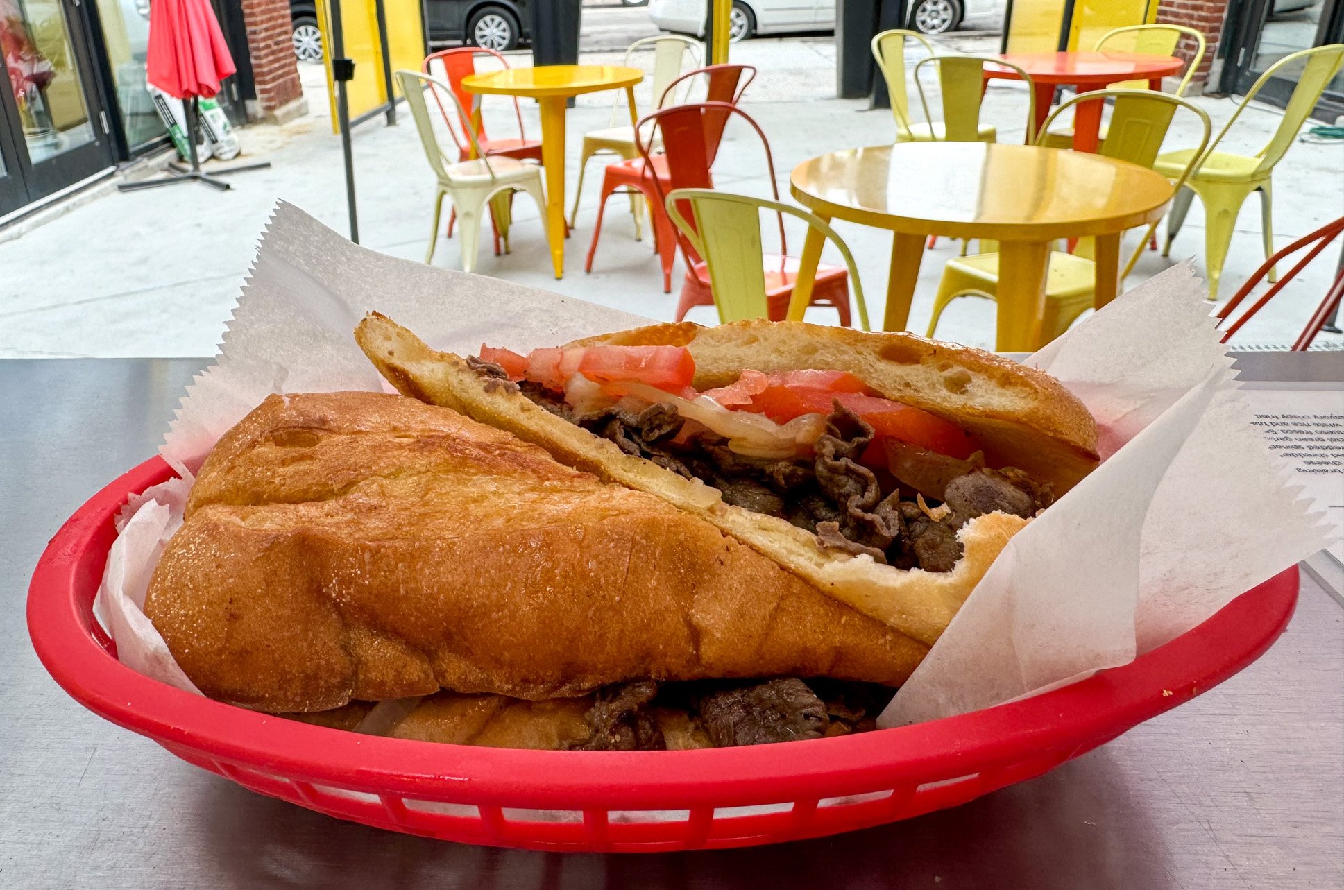The pan con bistec from Omarcito's