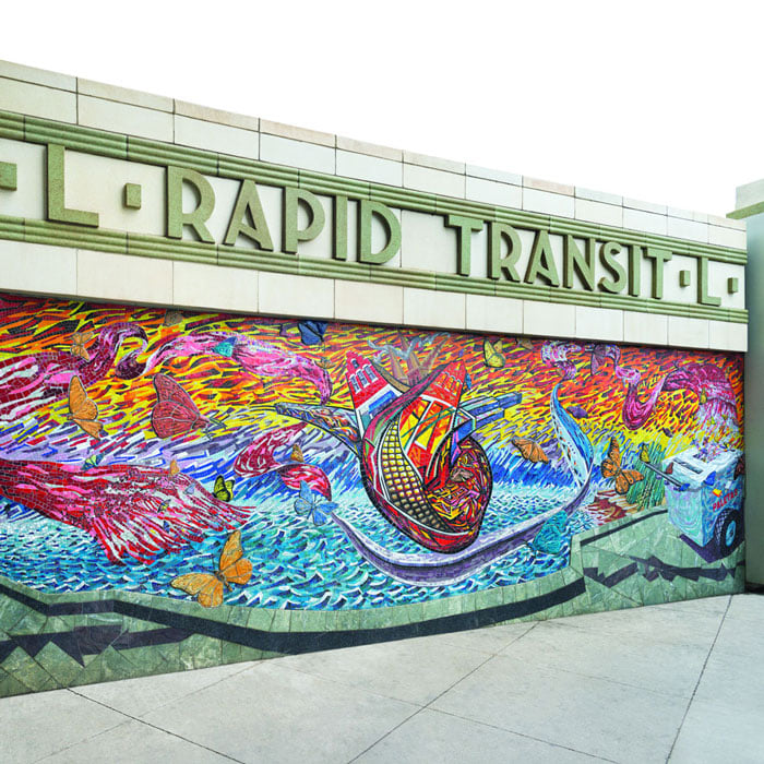 Ice Cream Dream, Hector Duarte, 2004, Western Pink Line Station. Photo: Aron Gent / Courtesy of the Chicago Transit Authority