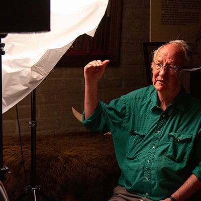 Dayton Duncan on camera in Fort Benton, Montana, June 16, 2021. Credit: Jared Ames