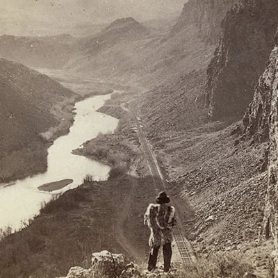 The railroad pushes west, c. 1862-1867. Credit: Stanford University Libraries. Photo by Alfred A. Hart