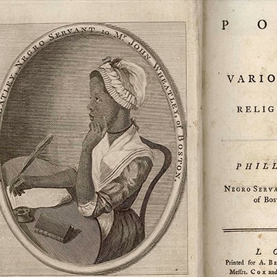Book Cover of Poems on Various Subjects, by Phillis Wheatley, 1773. Credit: Collection of the Massachusetts Historical Society