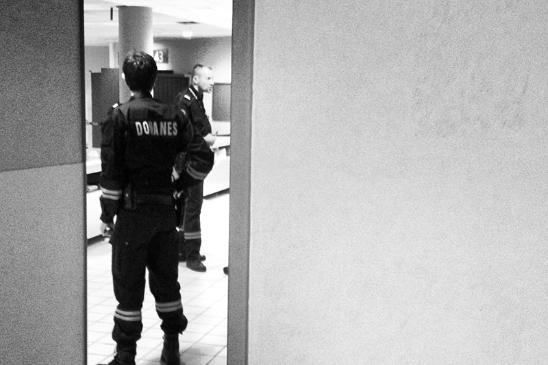 Customs officers at Charles de Gaulle Airport in Paris Customs officers at Charles de Gaulle Airport in Paris