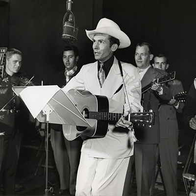 Hank Williams at the WSM radio studio, Nashville, c.1948. Photo: Courtesy of Les Leverett Collection