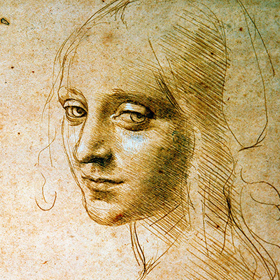 Study for the Angel of the Virgin of the Rocks, by Leonardo da Vinci, circa 1478-1485. Credit: By permission of MiC-Musei Reali, Biblioteca Reale. Photographer Ernani Orcorte/ Courtesy of MiC-Musei Reali, Biblioteca Real. Photographer Ernani Orcorte