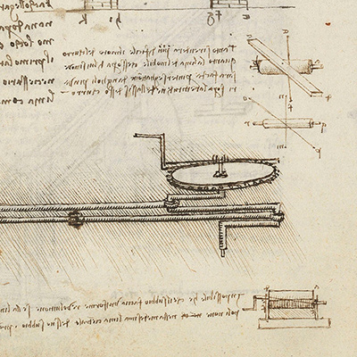 Details on the construction of an arch; below, a pulley system, circa 1490. Credit: Biblioteca Nacional de España