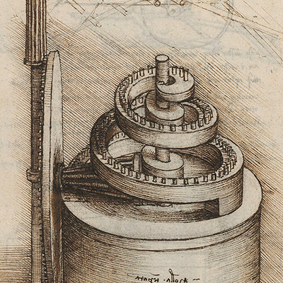 Sketch of a mechanism with a tempered spring by Leonardo da Vinci, circa 1490. Credit: Biblioteca Nacional de España
