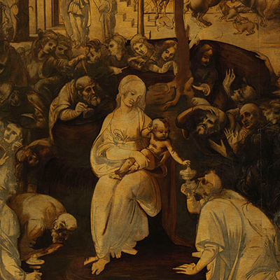 Adoration of the Magi by Leonardo da Vinci, circa 1482. Credit: Le Gallerie degli Uffizi