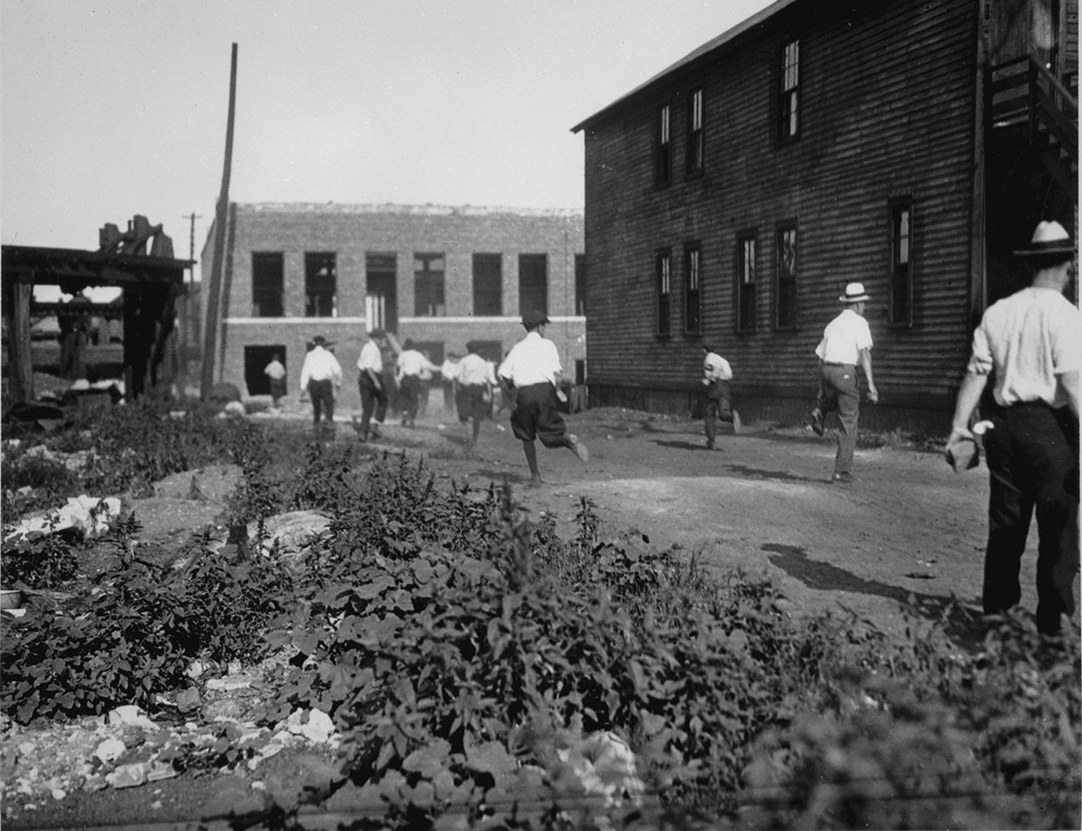 Mob chasing victim during race riots