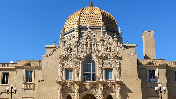 The gold dome and ornate ornament of the Garfield Park Field House