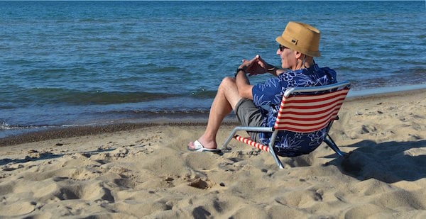 Geoffrey Baer on a beach