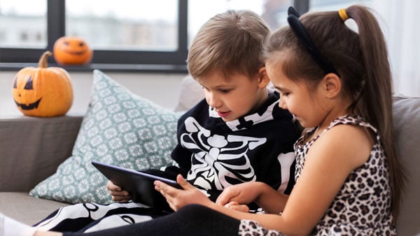 Kids viewing tablet. Kids viewing tablet.