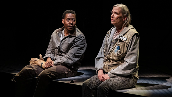 (left to right) Ensemble members Namir Smallwood and Amy Morton in Steppenwolf Theatre’s Chicago premiere of “You Will Get Sick.” (Michael Brosilow) (left to right) Ensemble members Namir Smallwood and Amy Morton in Steppenwolf Theatre’s Chicago premiere of “You Will Get Sick.”
